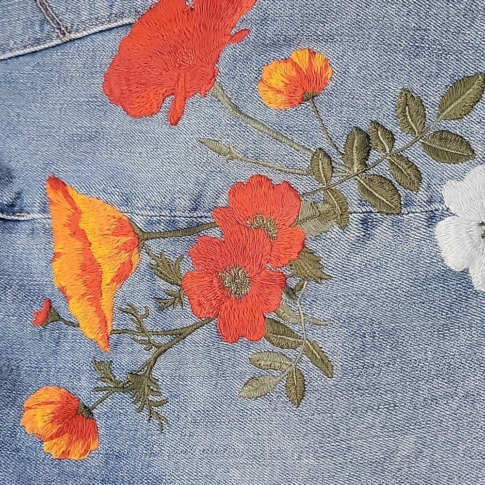 Limited Edition Levi's 721 Blue Jeans with Floral Poppy Embroidery Size 32 EUC - Picture 14 of 16